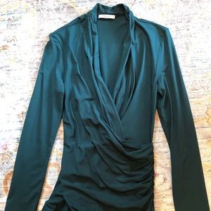 MMLaFleur DeepV blouse. Peacock green.